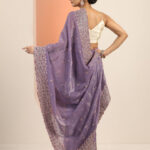 lavender embroidered silk blend saree
