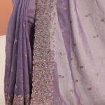 lavender embroidered silk blend saree