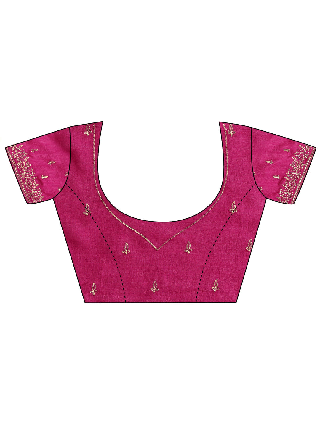 magenta embroidered silk blend saree