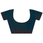 blue printed crepe saree