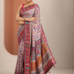 multi printed silk blend saree