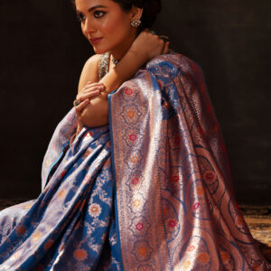 maroon woven design silk blend saree
