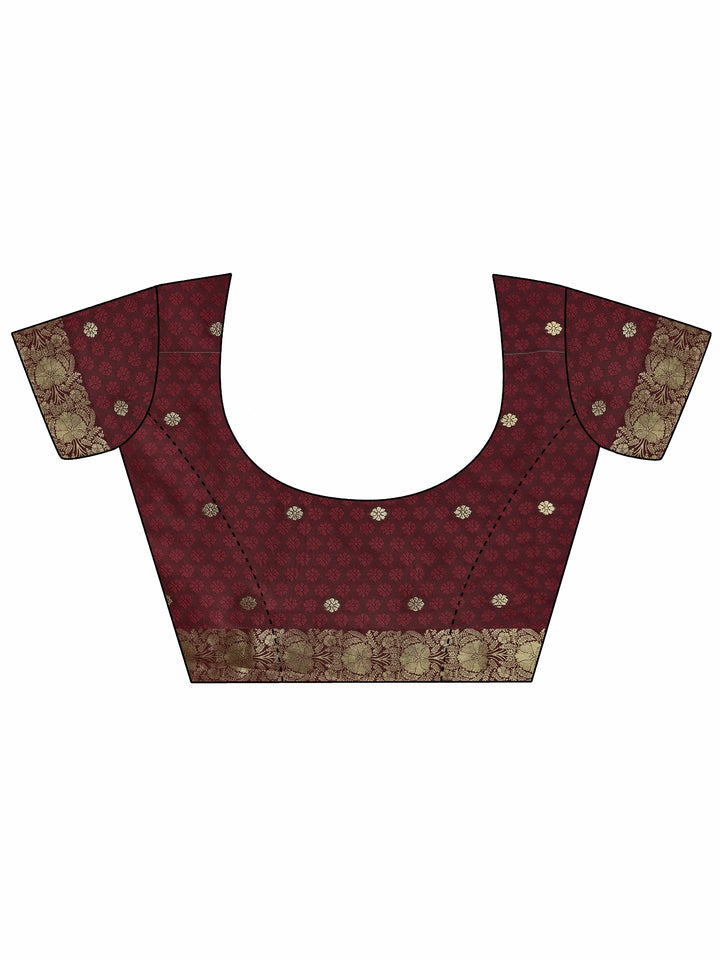 maroon woven design silk blend saree