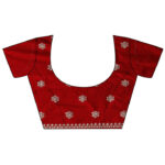 red bandhani printed silk blend saree