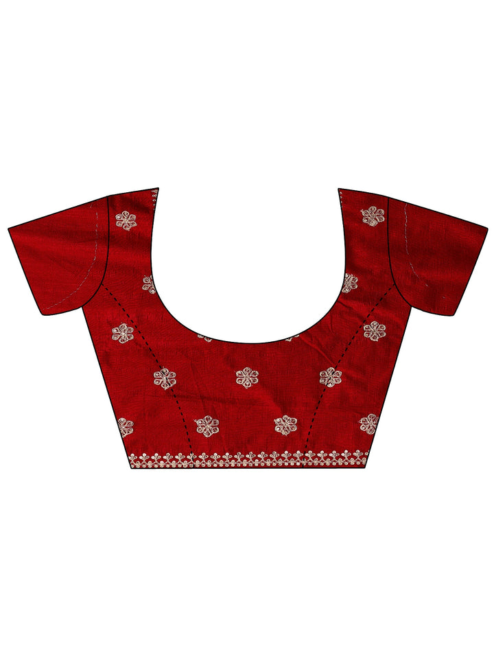 red bandhani printed silk blend saree