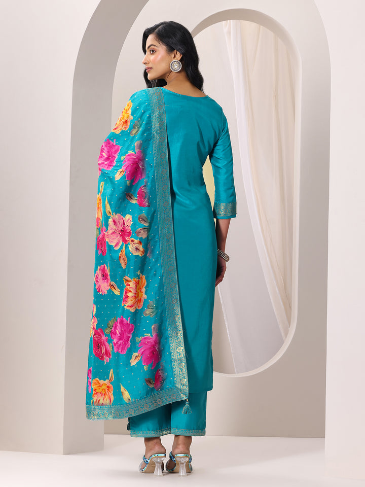 Rama Woven Design Silk Blend Straight Suit Set