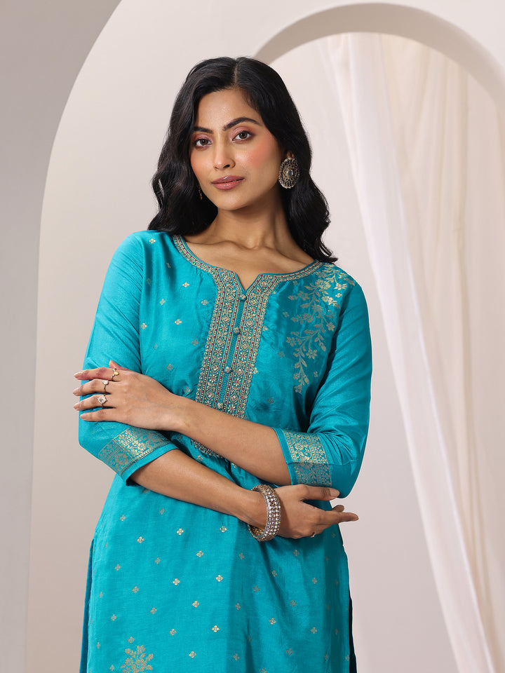 Rama Woven Design Silk Blend Straight Suit Set