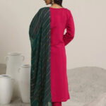 red embroidered silk blend straight suit set